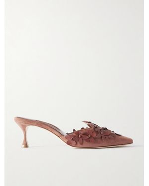 Manolo Blahnik Harnes 50 Mules Aus Veloursleder Mit Applikationen - Pink
