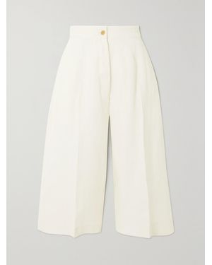 Giuliva Heritage Net Sustain The Serafina Pleated Linen Wide-Leg Culottes - White