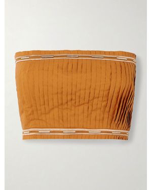 Emporio Sirenuse Haut Bustier Raccourci En Coton À Broderies Flavia - Neutre