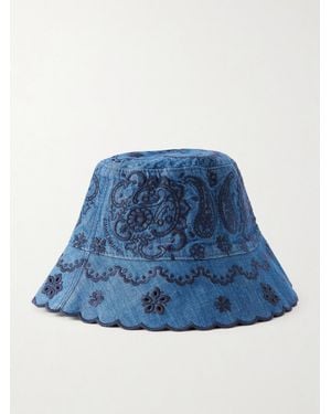 Zimmermann Embroidered Denim Bucket Hat - Blue