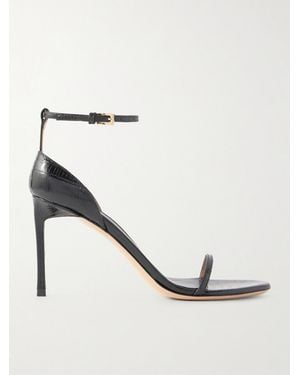 Tom Ford Vertigo 85 Croc-Embossed Leather Sandals - White