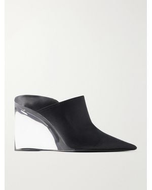 Alaïa 90 Satin Wedge Mules - Black