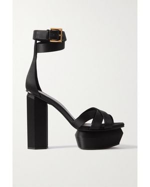 Balmain Ava Satin Platform Sandals - Black