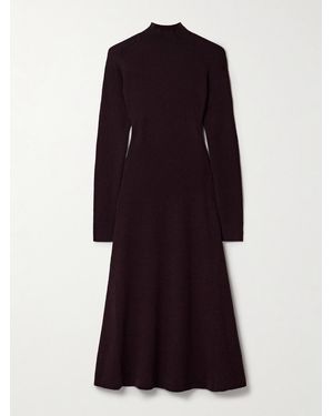 Maria McManus Ribbed Recycled-Cashmere And Organic Cotton-Blend Turtleneck Midi Dress - Purple