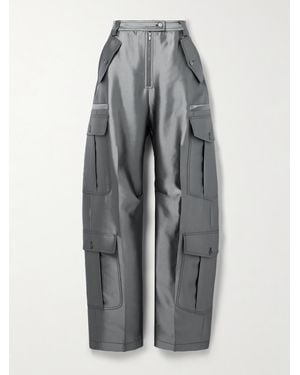 Christopher John Rogers Cargohose Mit Schmal Zulaufendem Bein Aus Twill Aus Einer Seiden-Wollmischung - Grau