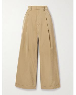 Kika Vargas Olympe Pleated Woven Wide-Leg Trousers - Natural