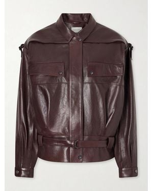 Magda Butrym Belted Leather Biker Jacket - Brown