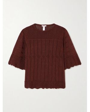 Eres Chimère Reverie Open-Knit Cotton-Blend Top - Red