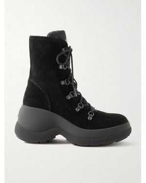 Moncler Resile Trek Shell-Trimmed Suede Ankle Boots - Black