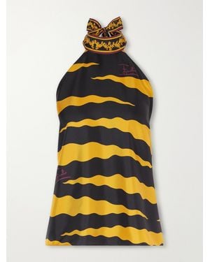 PUCCI Printed Silk-Twill Halterneck Top - Yellow