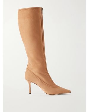 Jimmy Choo Jozi 85 Paneled Suede Knee-High Boots - White