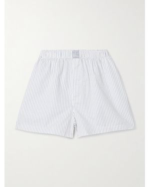 Skims Short En Popeline De Coton À Rayures Boxer, Zen Stripe - Blanc