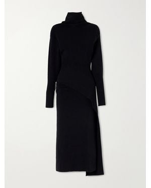Lanvin Embellished Wool And Cashmere-Blend Turtleneck Midi Dress - Blue