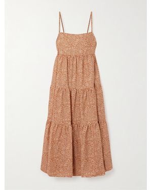 Matteau Tiered Floral-Print Organic Cotton Maxi Dress - Brown