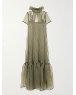 STAUD Calluna Ruffled Organza Maxi Dress - Green