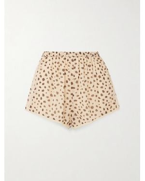 Posse Priscilla Lace-Trimmed Cheetah-Print Silk-Georgette Shorts - Natural