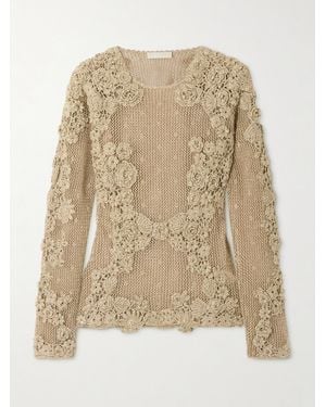 Ulla Johnson Viola Pullover Aus Häkelmaterial - Natur