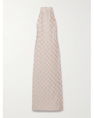 ‎Dima Ayad Plissé-Satin Maxi Dress - White
