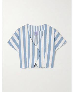 Thierry Colson Bianca Striped Cotton-Poplin Top - Blue