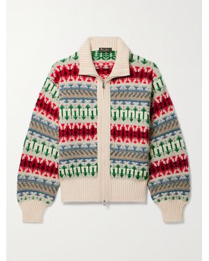 Loro Piana Holiday Noel Jacquard-Knit Cashmere Cardigan - Red