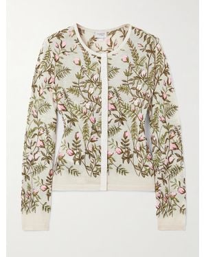 Giambattista Valli Embroidered Cashmere And Silk-Blend Cardigan - Natural