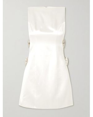 retroféte Nadine Bow And Crystal-Embellished Cutout Satin Mini Dress - Natural