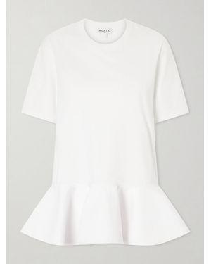 Alaïa Peplum Cotton-Jersey T-Shirt - White