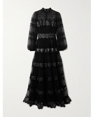 Costarellos Jacey Embroidered Tulle Gown - Black