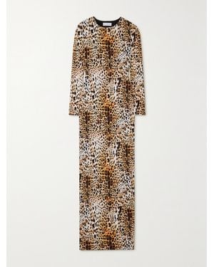 Halpern Open-Back Leopard-Print Stretch-Jersey Maxi Dress - Natural