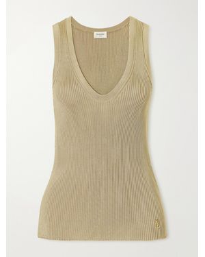 Saint Laurent Ribbed-Knit Tank - Natur