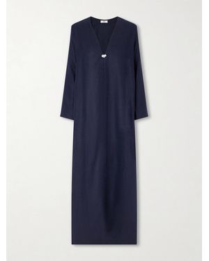SARA CRISTINA Pearl-Embellished Linen Kaftan - Blue