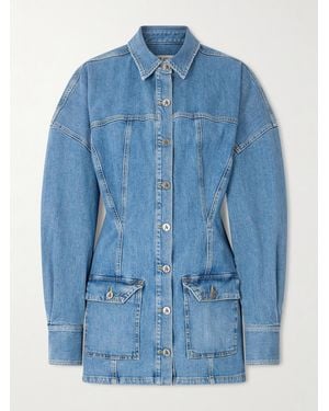 The Attico Paneled Denim Mini Dress - Blue