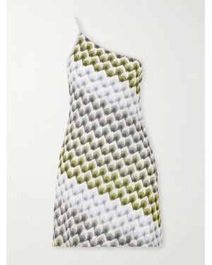 Missoni One-Shoulder Metallic Crochet-Knit Mini Dress - White