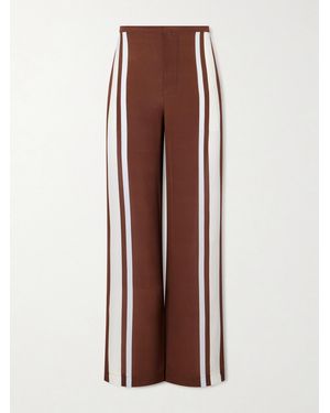 SIR. Marais Striped Silk Straight-Leg Trousers - Brown