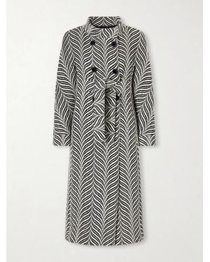 Valentino Garavani Double-Breasted Belted Wool-Blend Jacquard Coat - Grey