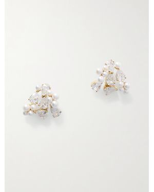Completedworks Plated Recycled, Cubic Zirconia And Pearl Earrings - Natural