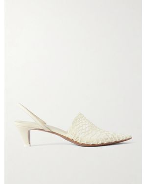 Neous Acantho Fishnet And Leather Slingback Court Shoes - Natural