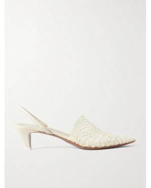 Neous Acantho Fishnet And Leather Slingback Court Shoes - Natural