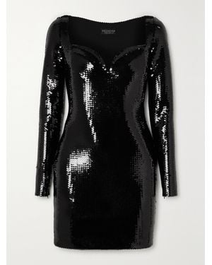 Balenciaga Sequined Stretch-Crepe Mini Dress - Black