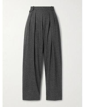 KHAITE Dugan Pleated Wool Tapered Pants - Gray