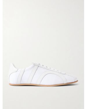 TOTEME Leather-Trimmed Cotton-Canvas Trainers - White