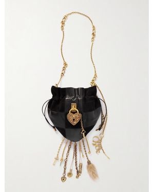 Chloé Château Treasures Embellished Patchwork Suede And Leather Shoulder Bag - White