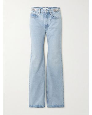 Rabanne Embellished High-Rise Wide-Leg Jeans - Blue