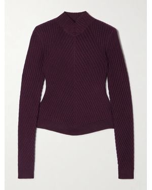 Victoria Beckham Ribbed Merino Wool Jumper - Purple