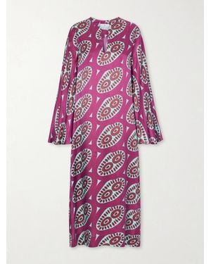 Themis Z Selene Printed Silk-Blend Satin Kaftan - Pink