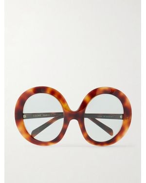 Celine Round-Frame Tortoiseshell Acetate Sunglasses - Red