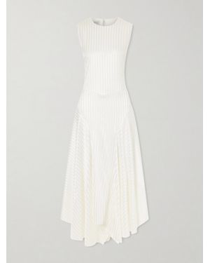 Abadia Striped Stretch-Silk Satin Maxi Dress - White