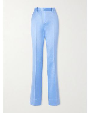 Tom Ford Cotton And Silk-Blend Duchesse Satin Straight-Leg Trousers - Blue