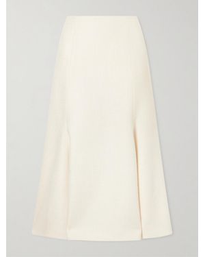 Gabriela Hearst Patterson Frayed Wool And Cashmere-Blend Midi Skirt - Natural