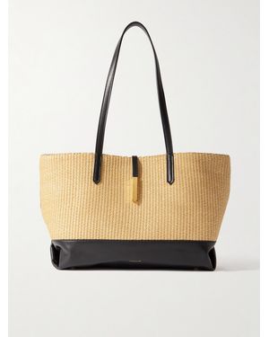 DeMellier London Tokyo Large Leather-Trimmed Raffia Tote - Natural
